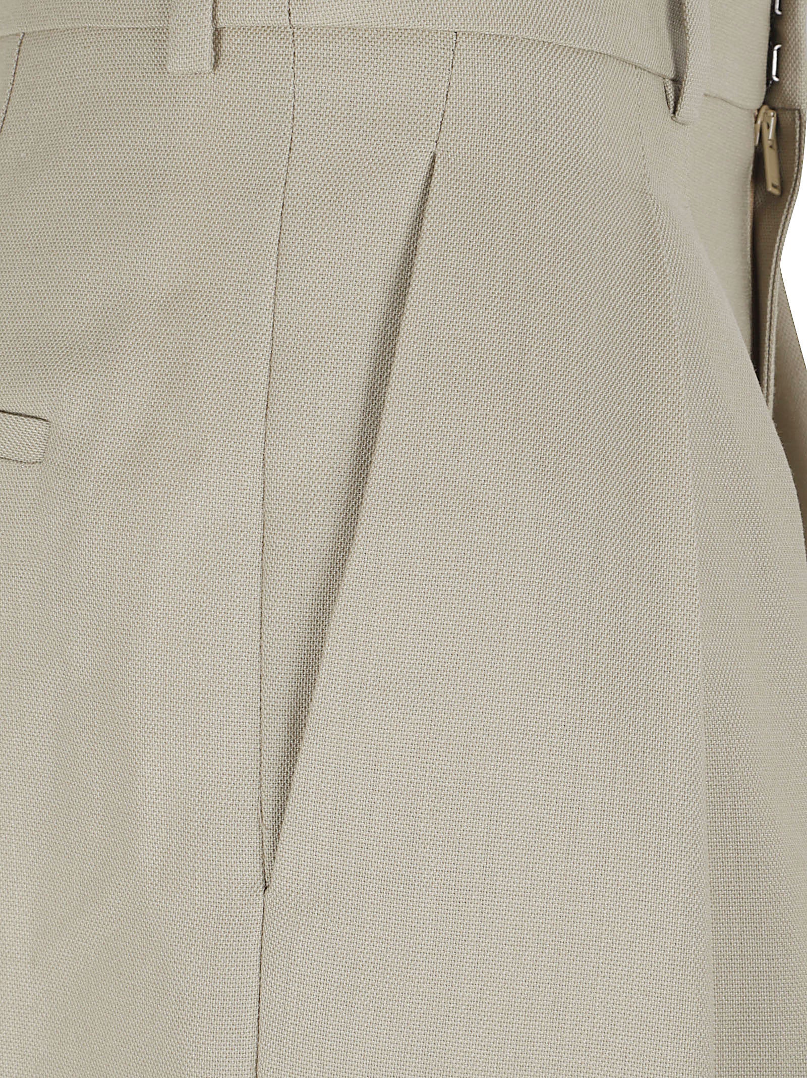 High-Waisted Tailored Trousers with Pleats and Welt Pockets