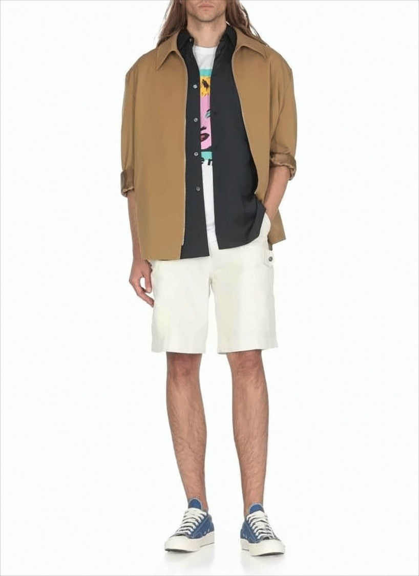 Short-Sleeve Cotton Shirt with Classic Collar