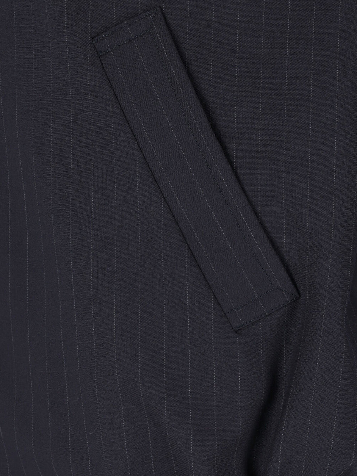 Dark Blue Pinstriped Wool Zip Jacket