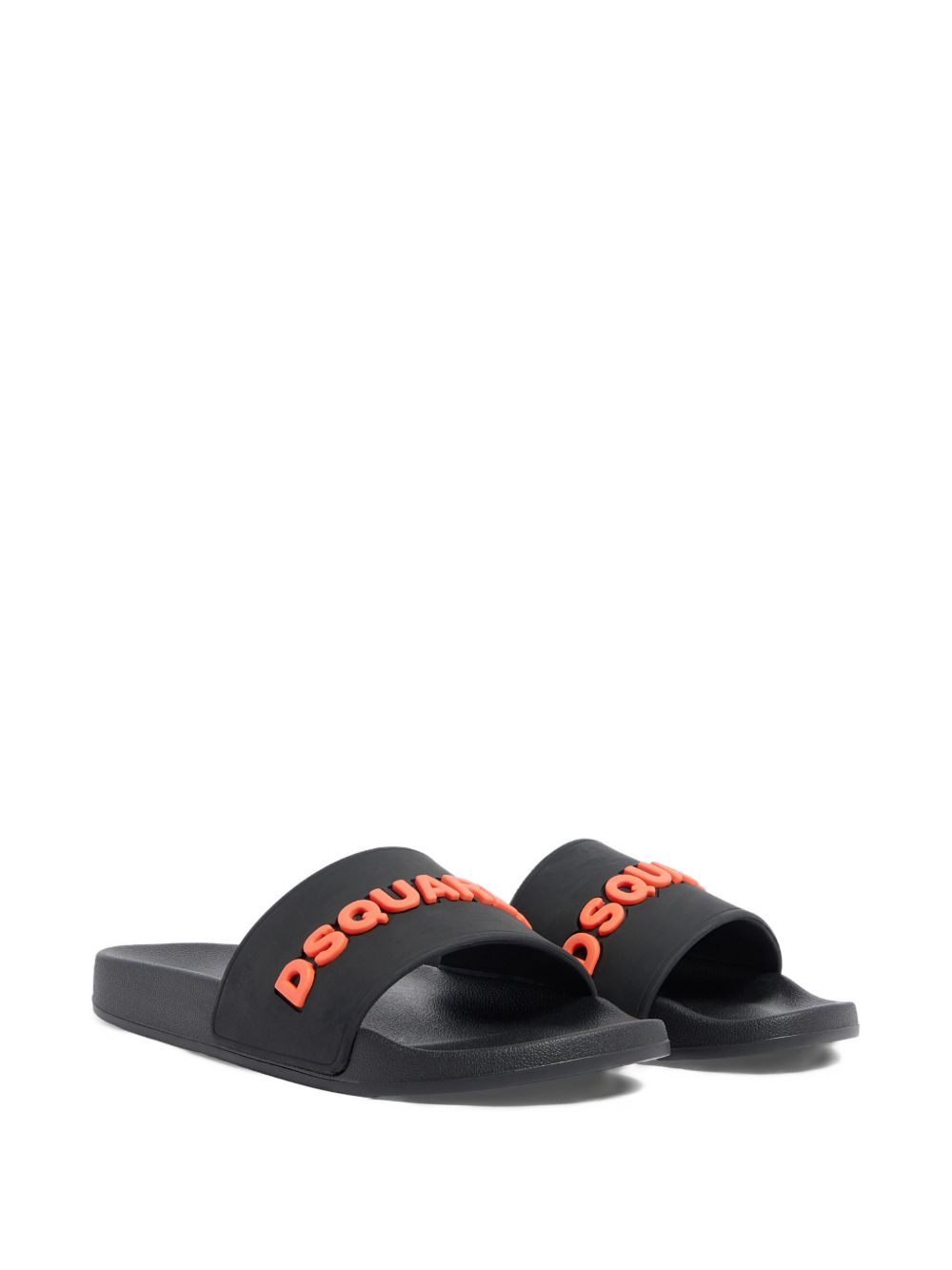 Open Toe Slip-On Sandals With Raised Logo Lettering