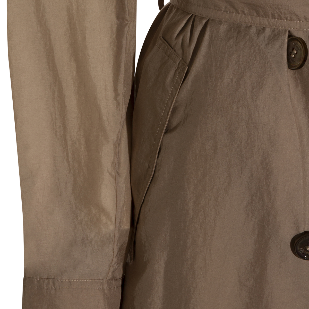 Knee-Length Trench Coat with Double-Breasted Front