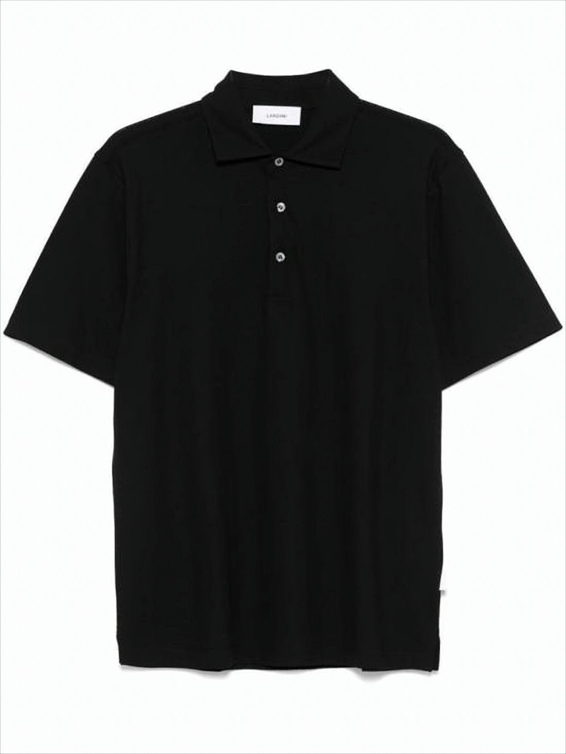 Black Polo Shirt with Traditional Collar