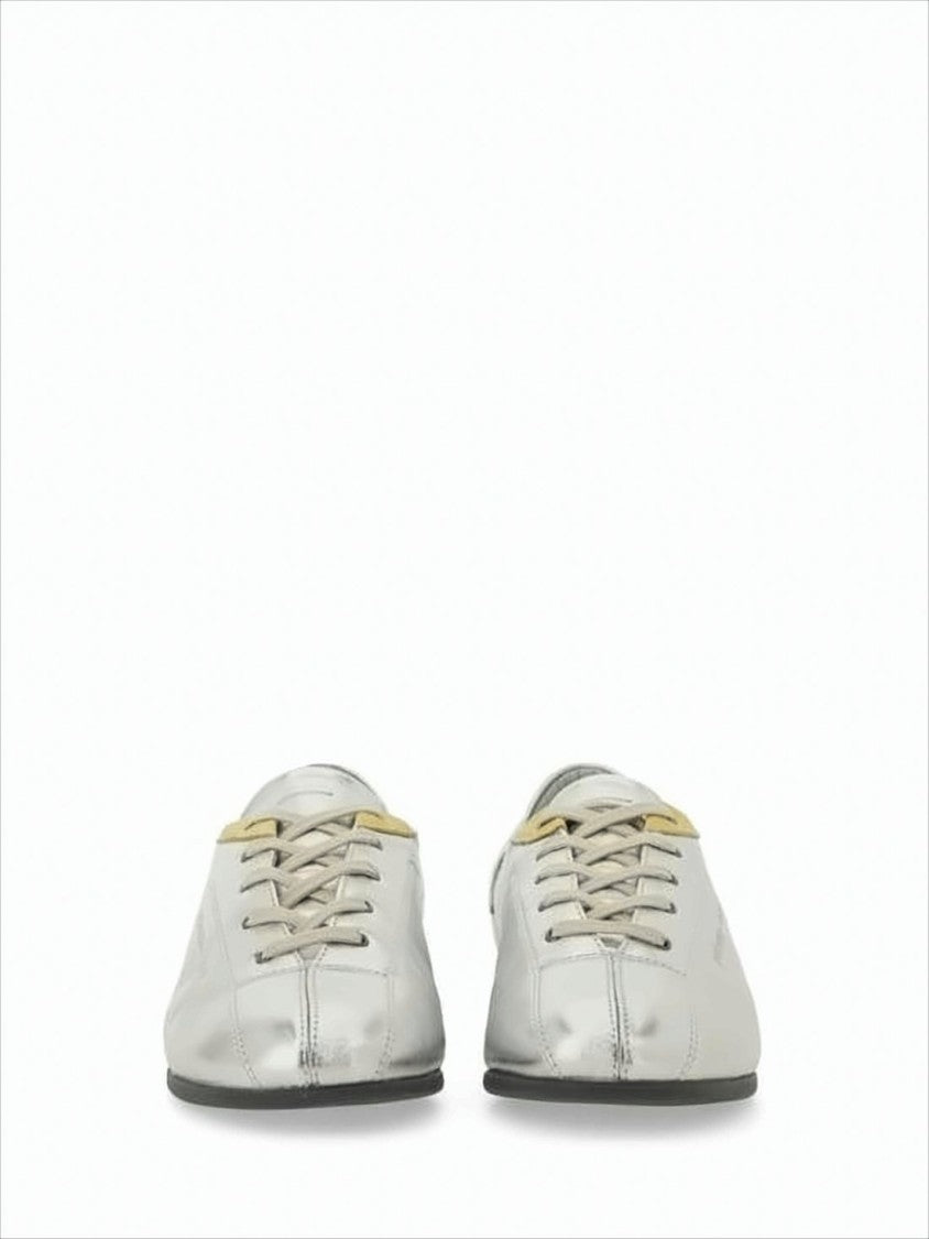 Smooth Leather Sneakers with Metallic Finish