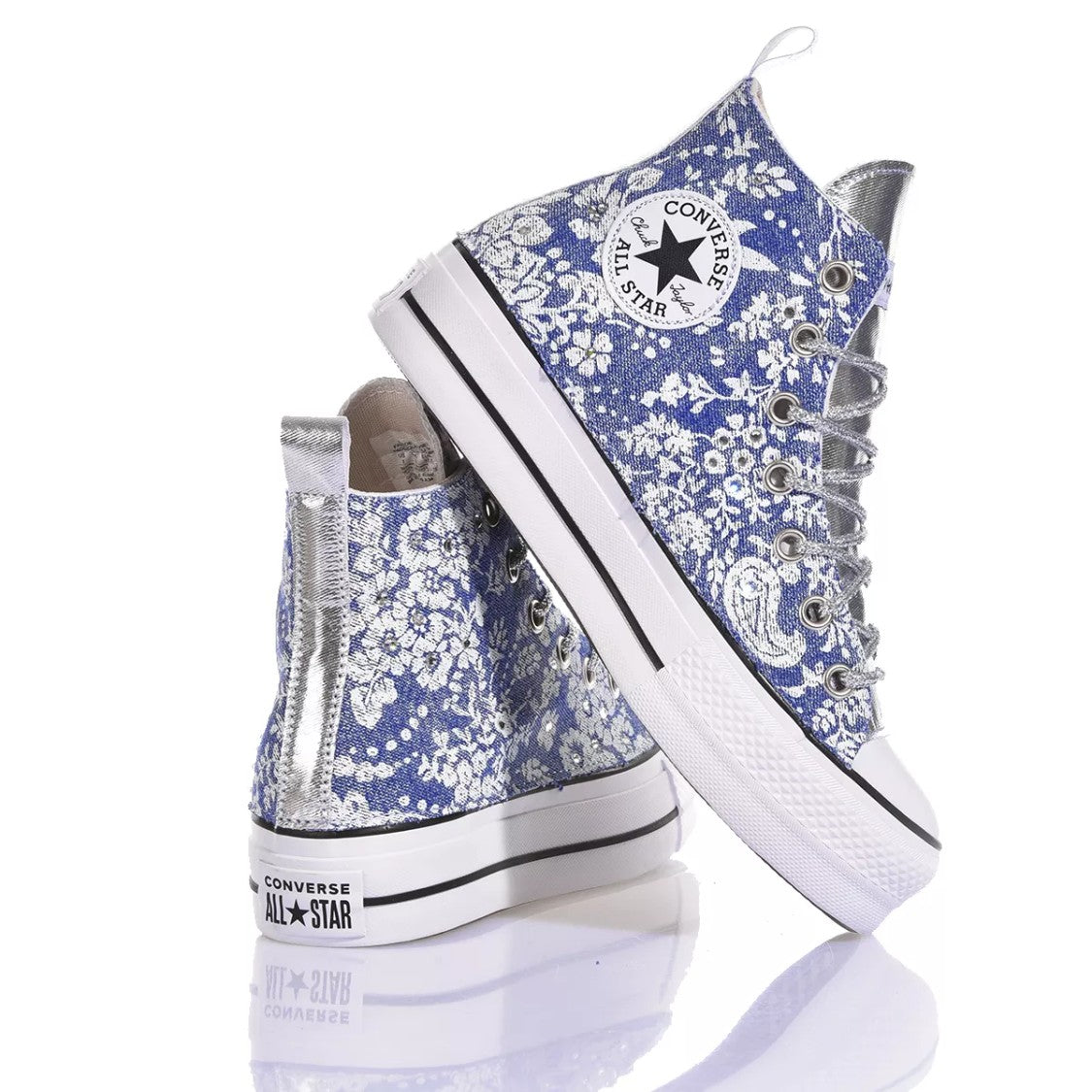 Platform Sneakers In Silver Light Blue