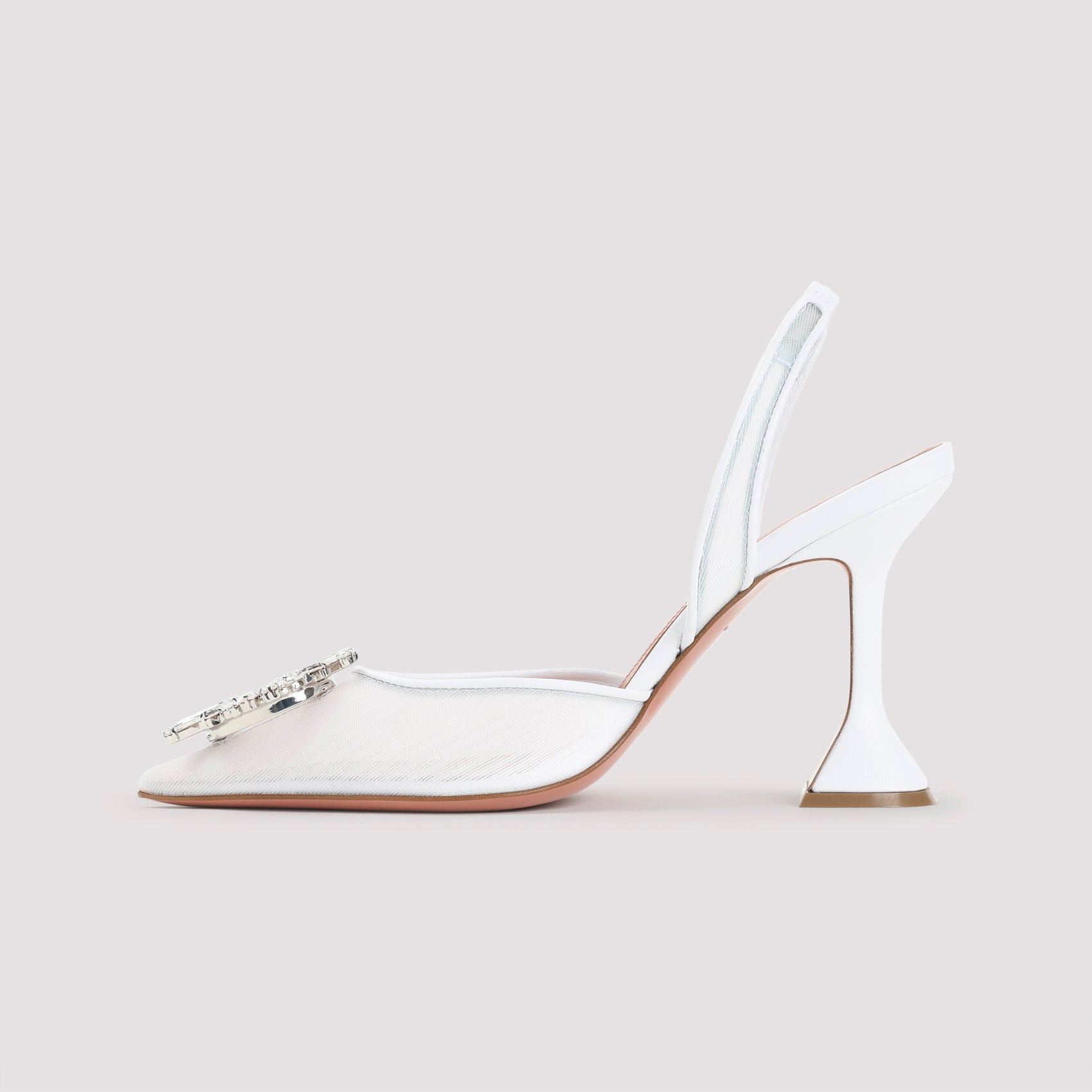 9.5cm Heel Leather and Mesh Slippers