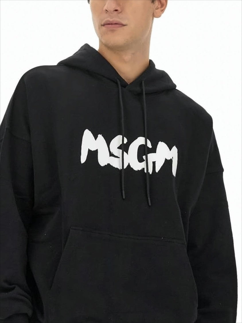Relaxed Fit Black Hoodie With Bold Logo