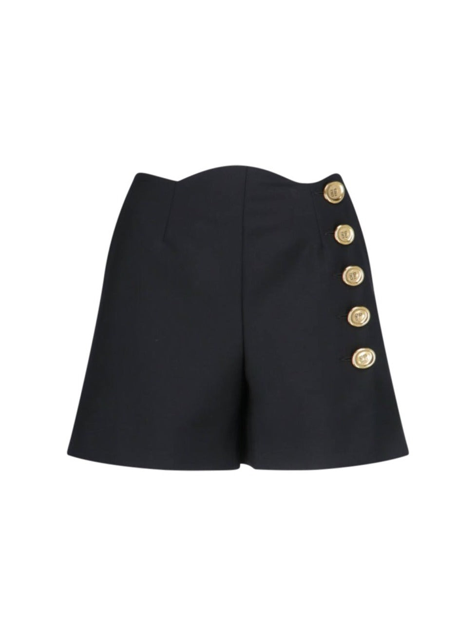 Asymmetrical High-Waisted Black Wool And Mohair Shorts
