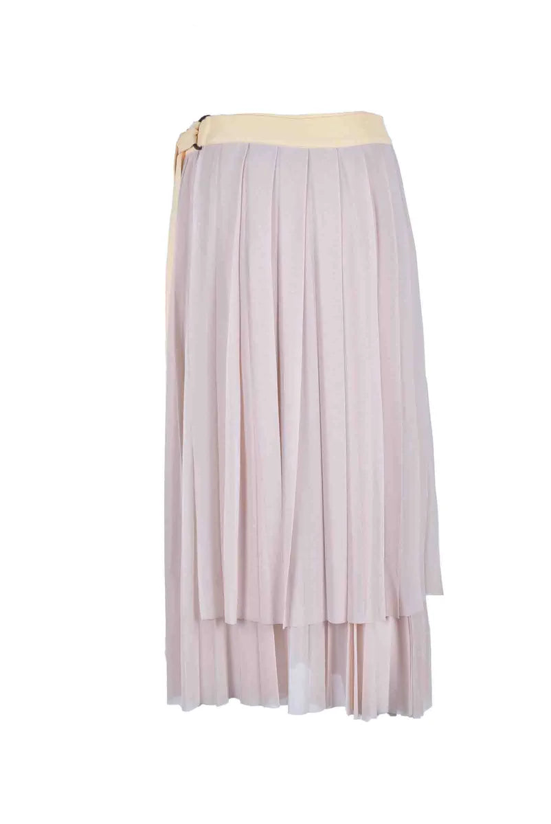Pleated Wrap Skirt - Beige
