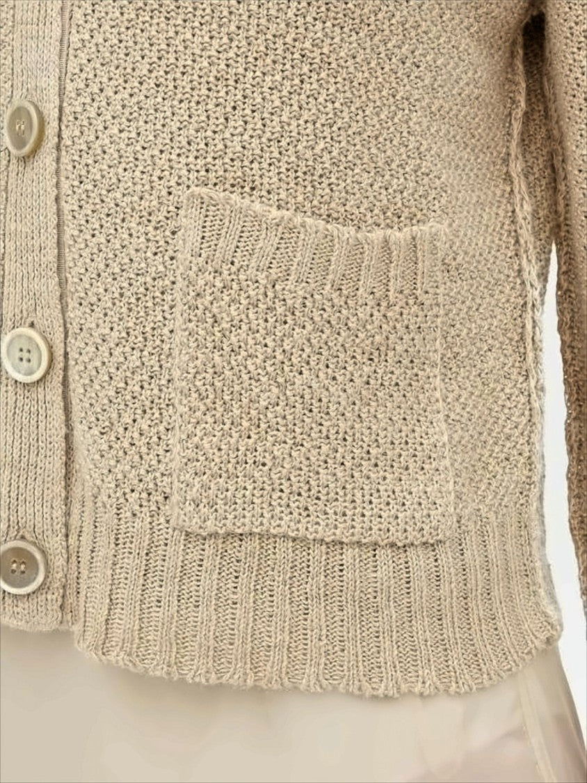Cropped Textured Knit Cardigan