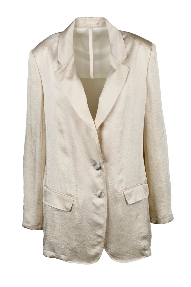 Seltz Satin Blazer Jacket - Beige