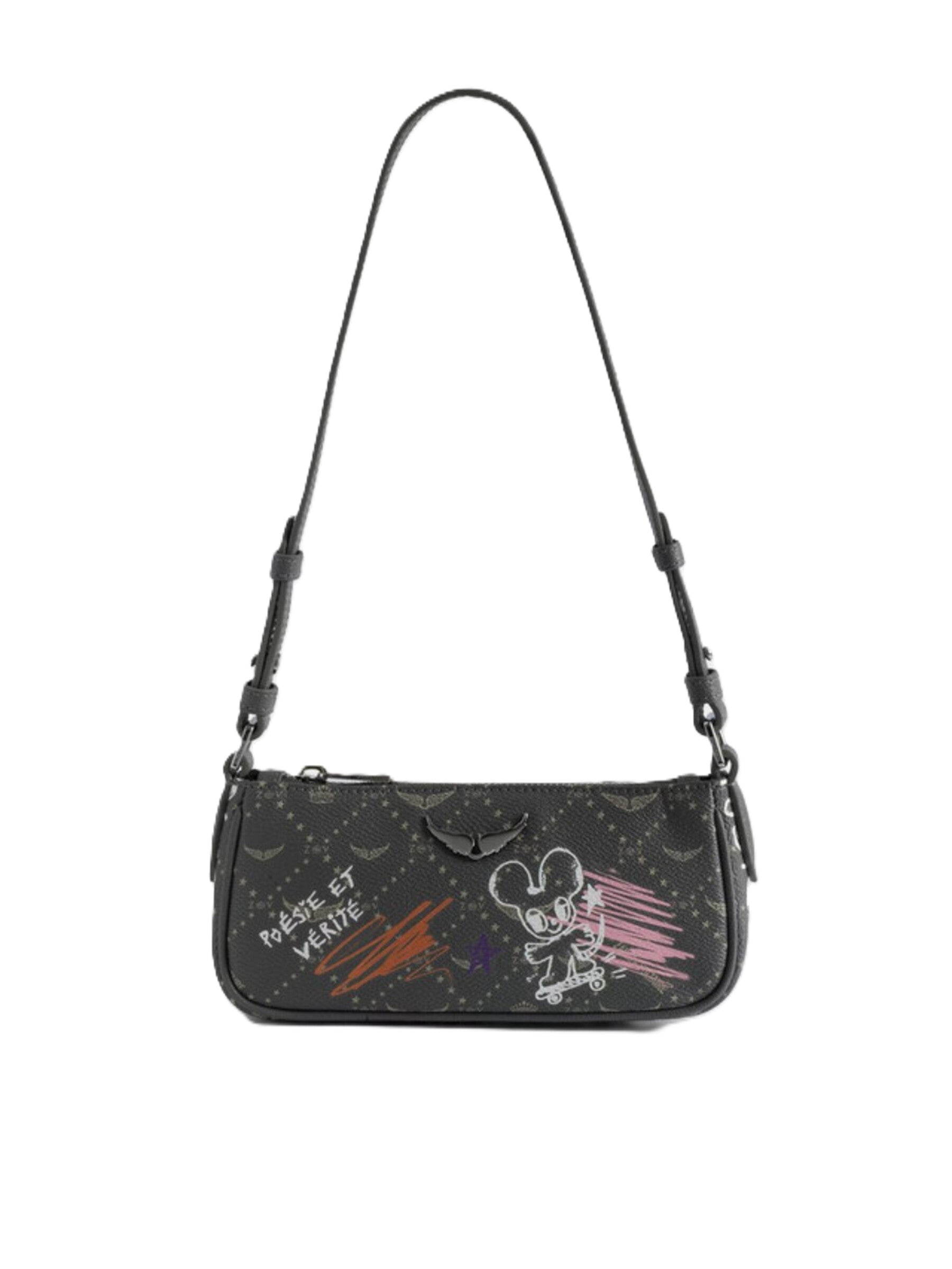 Small Rectangular Shoulder Bag with Playful Illustrations