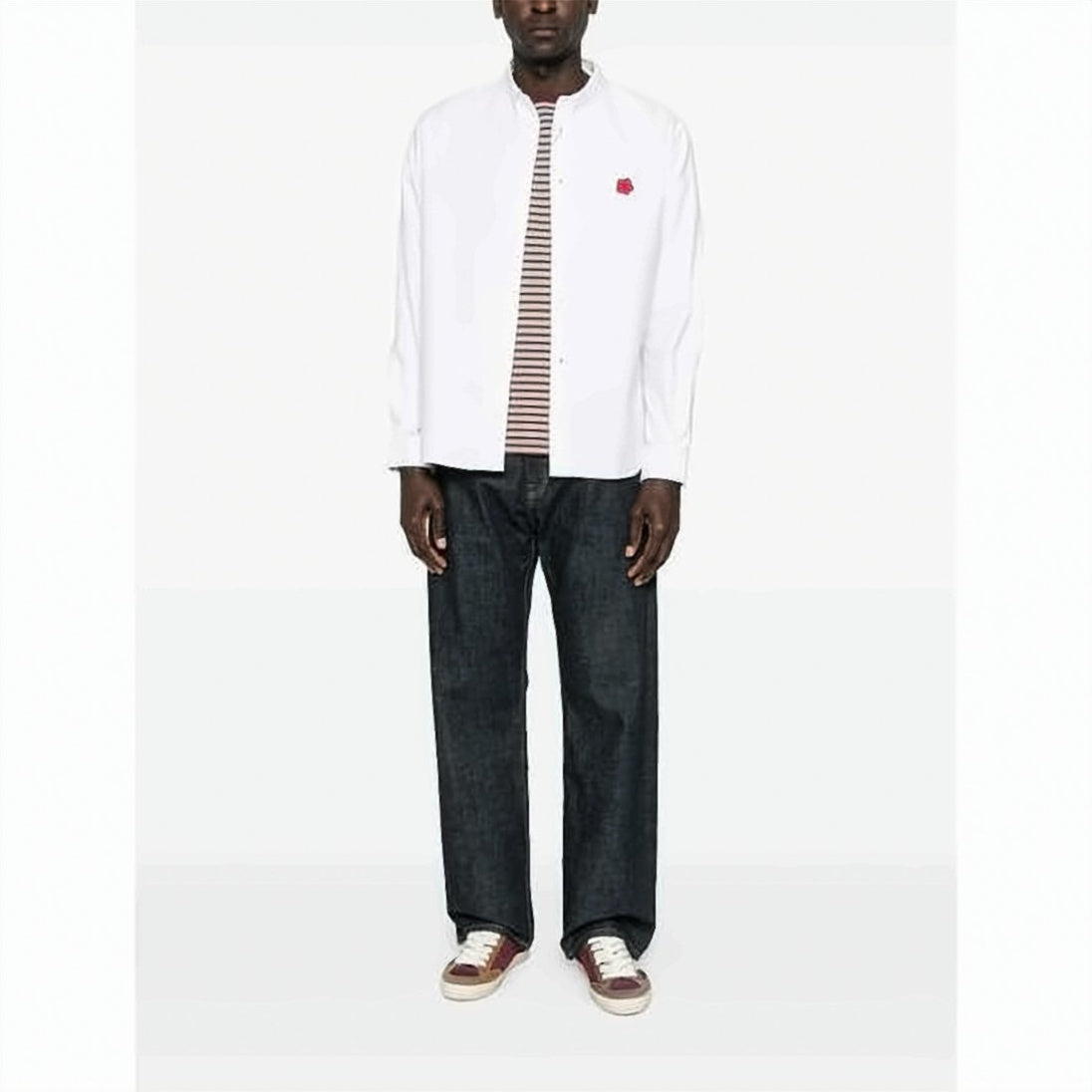 Long-Sleeve Cotton Shirt with Embroidered Emblem