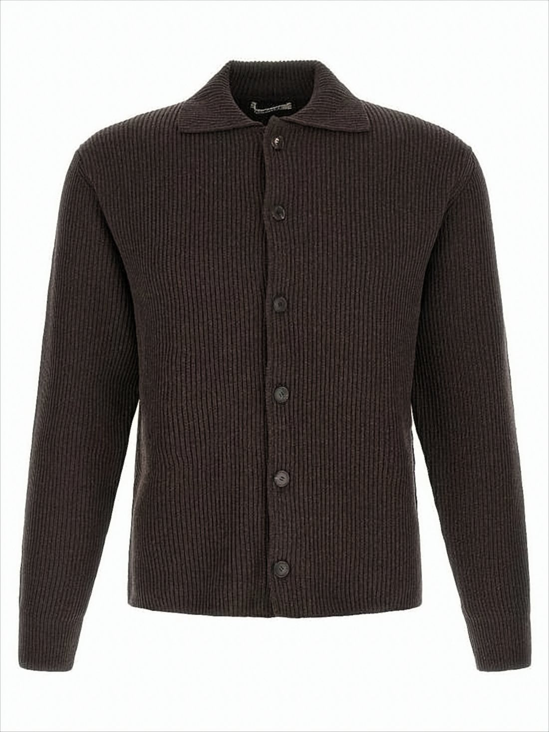 Ribbed Wool Cardigan with Button-Up Front