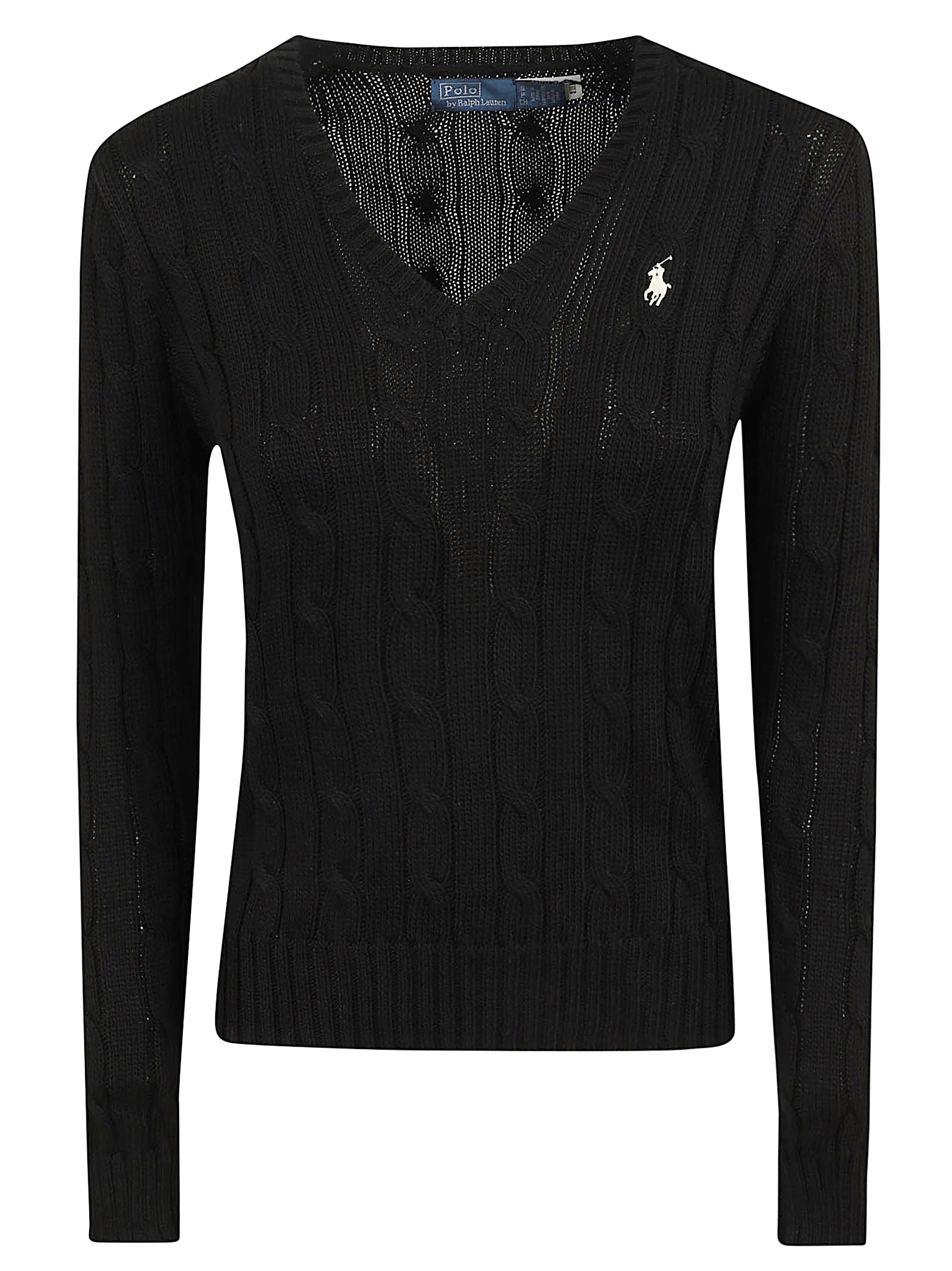 Cable-Knit Sweater with Ribbed V-Neck