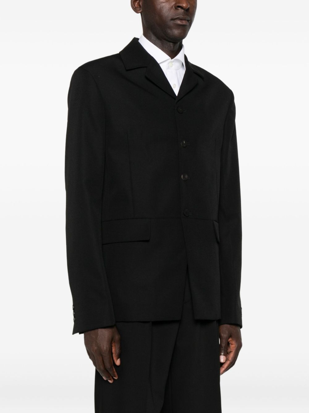 Collarless Black Jacket