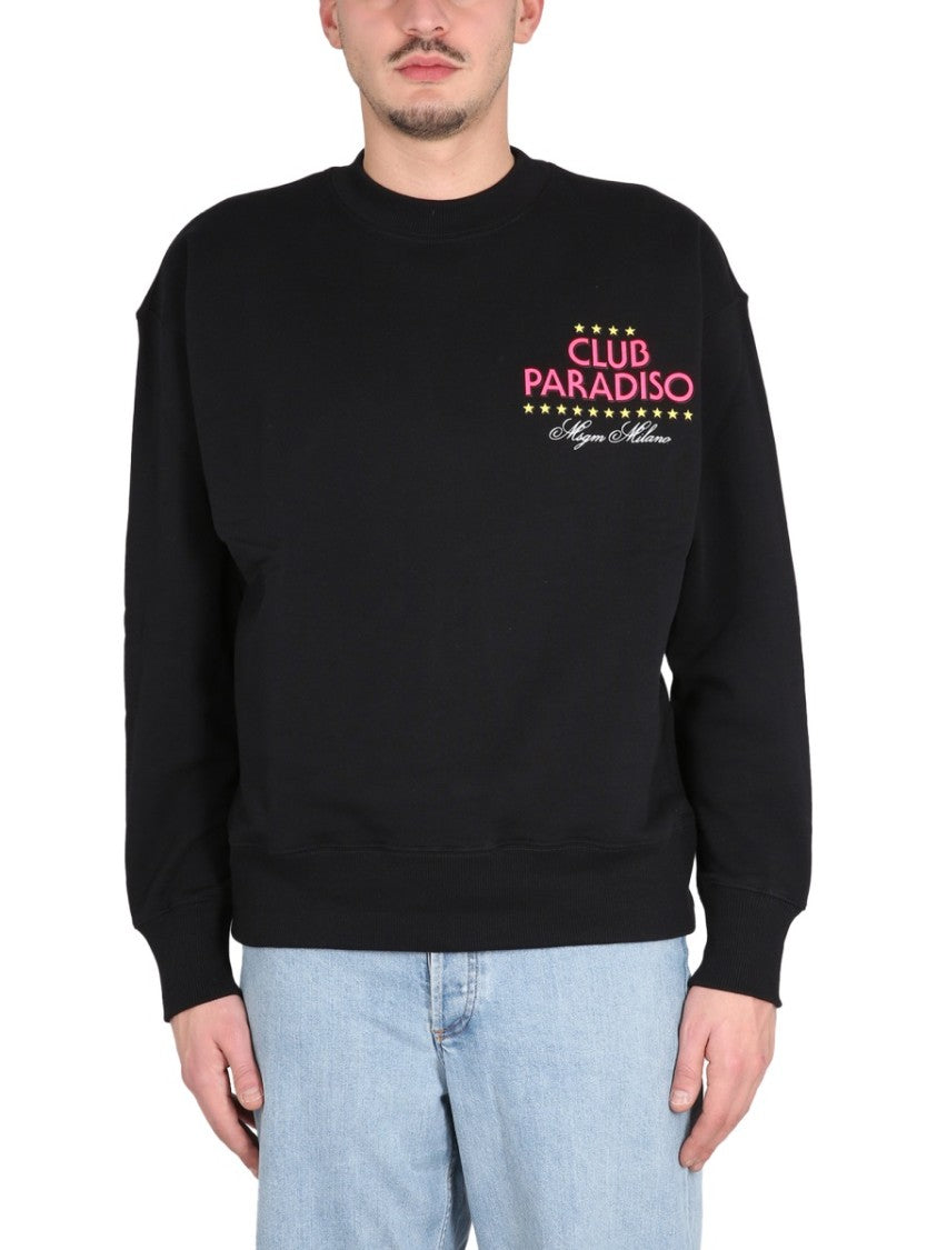 Black Sweatshirt With Front And Back Logo Print