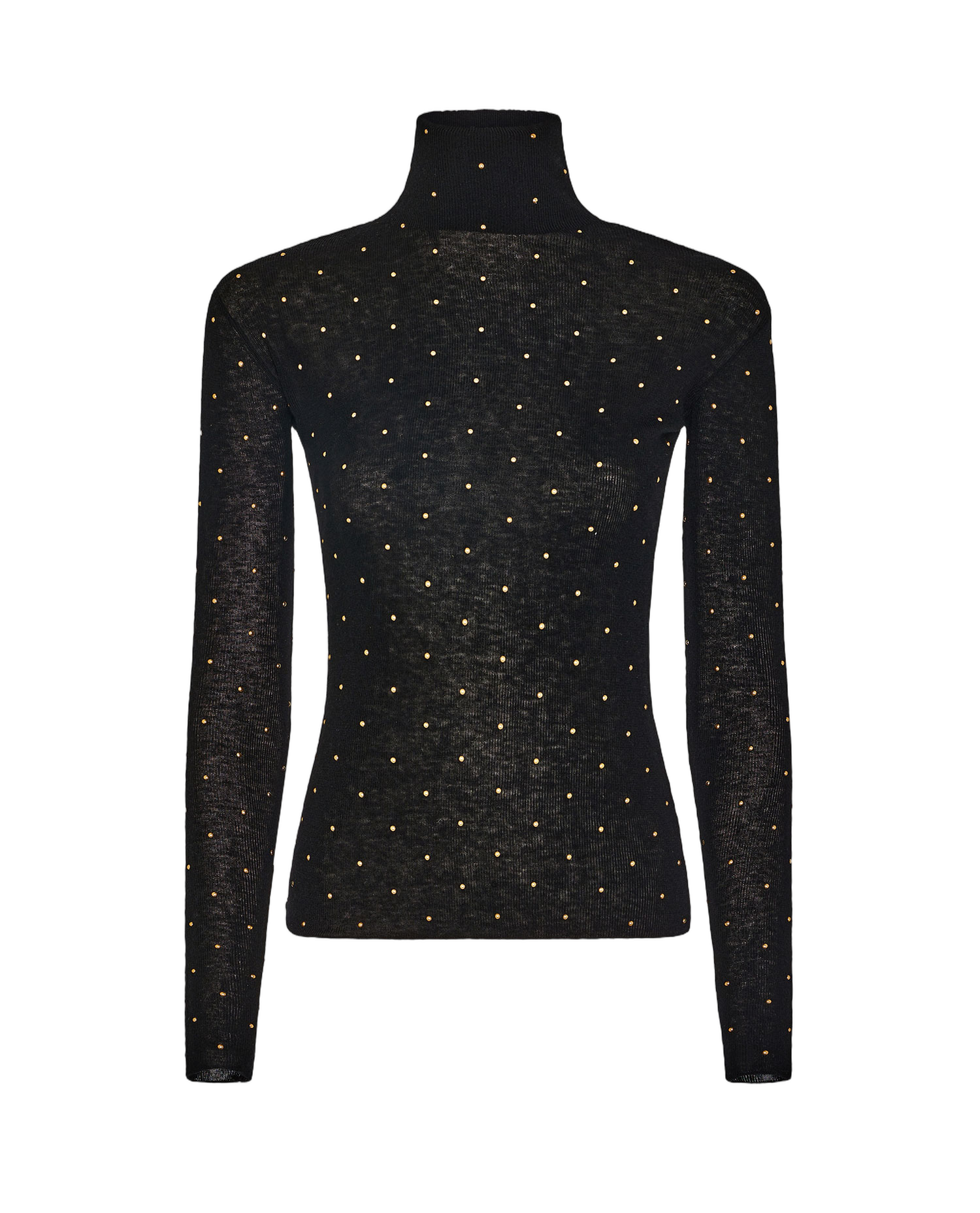 Fitted Turtleneck Sweater With Appliques