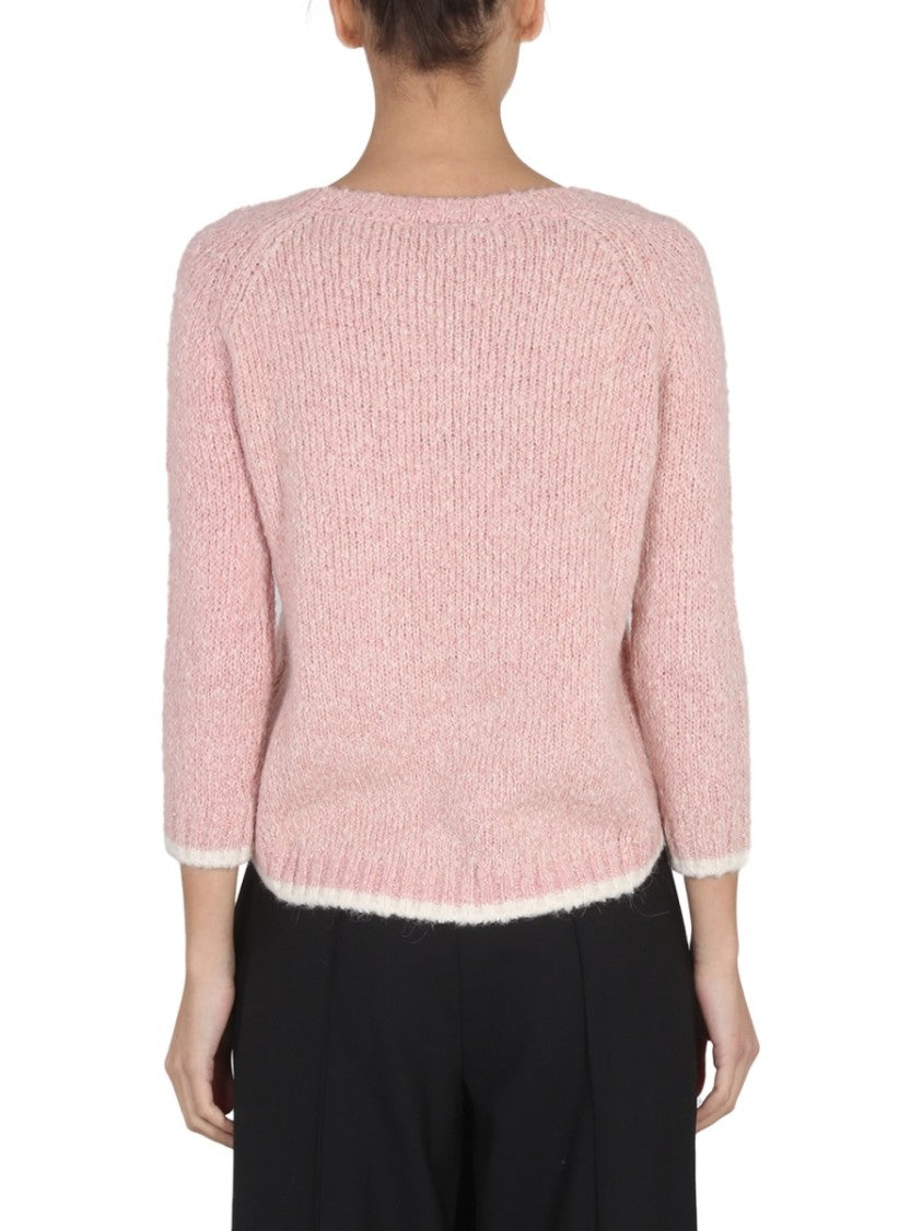 Alpaca Blend Sweater With Contrasting Trim