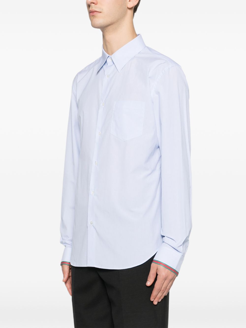 Light Blue Pinstripe Shirt With Button-Down Collar