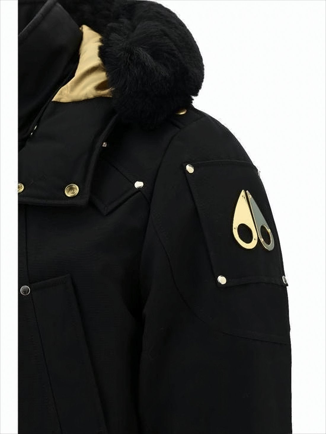 Padded Black Down Jacket with High Collar