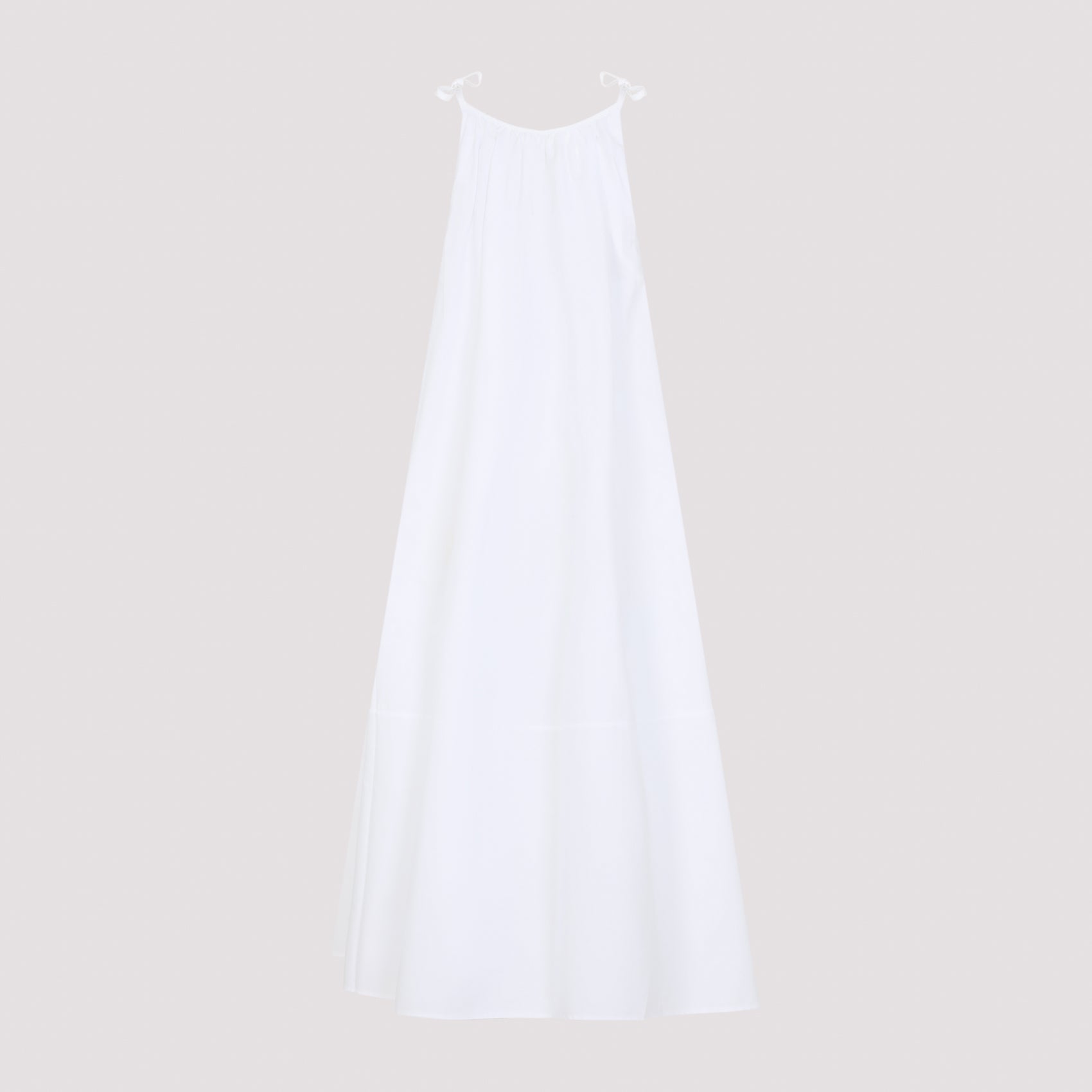 Gathered Neckline Maxi Dress In Breathable Cotton