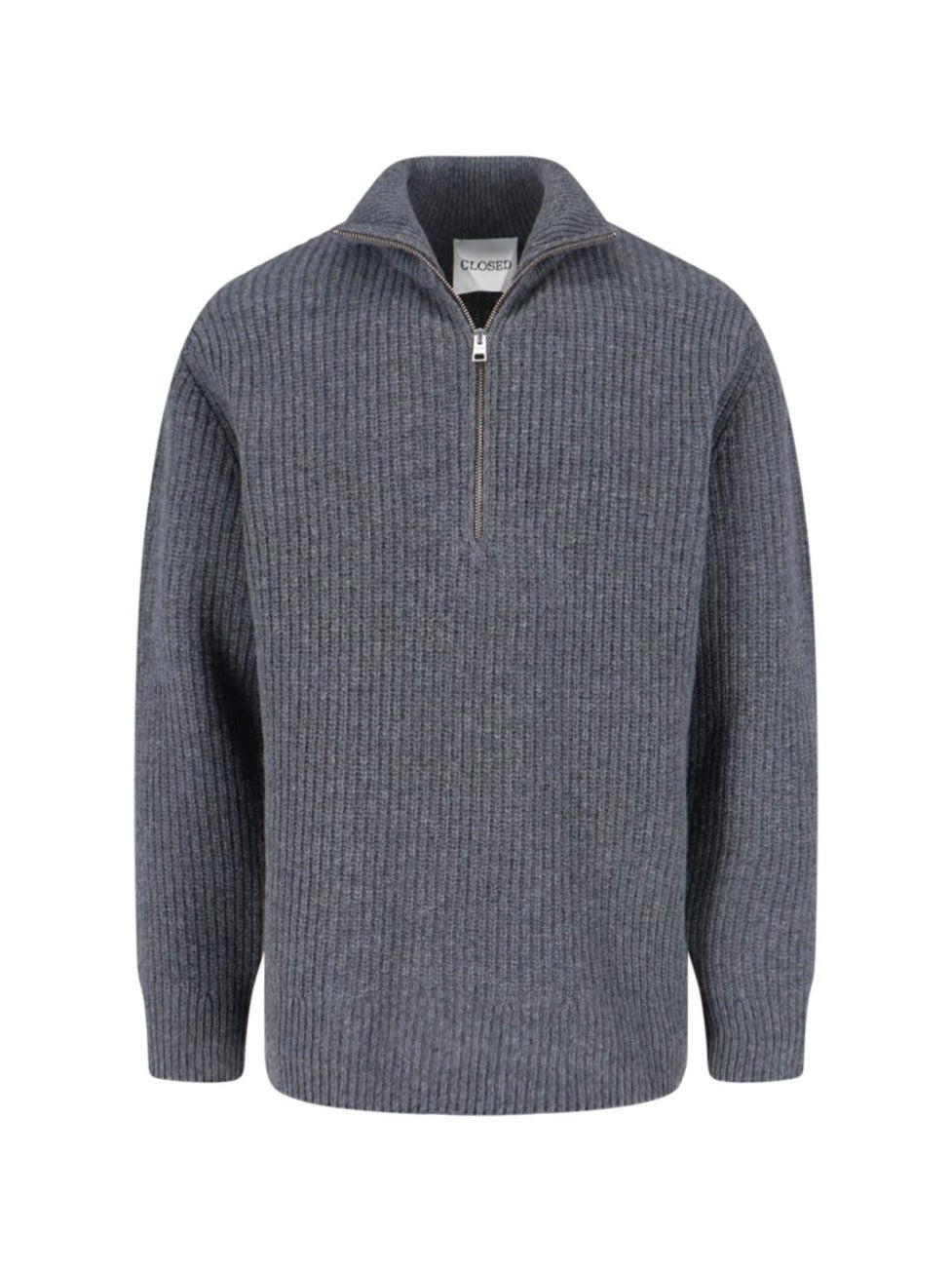 Classic Grey Sweater With Round Neckline