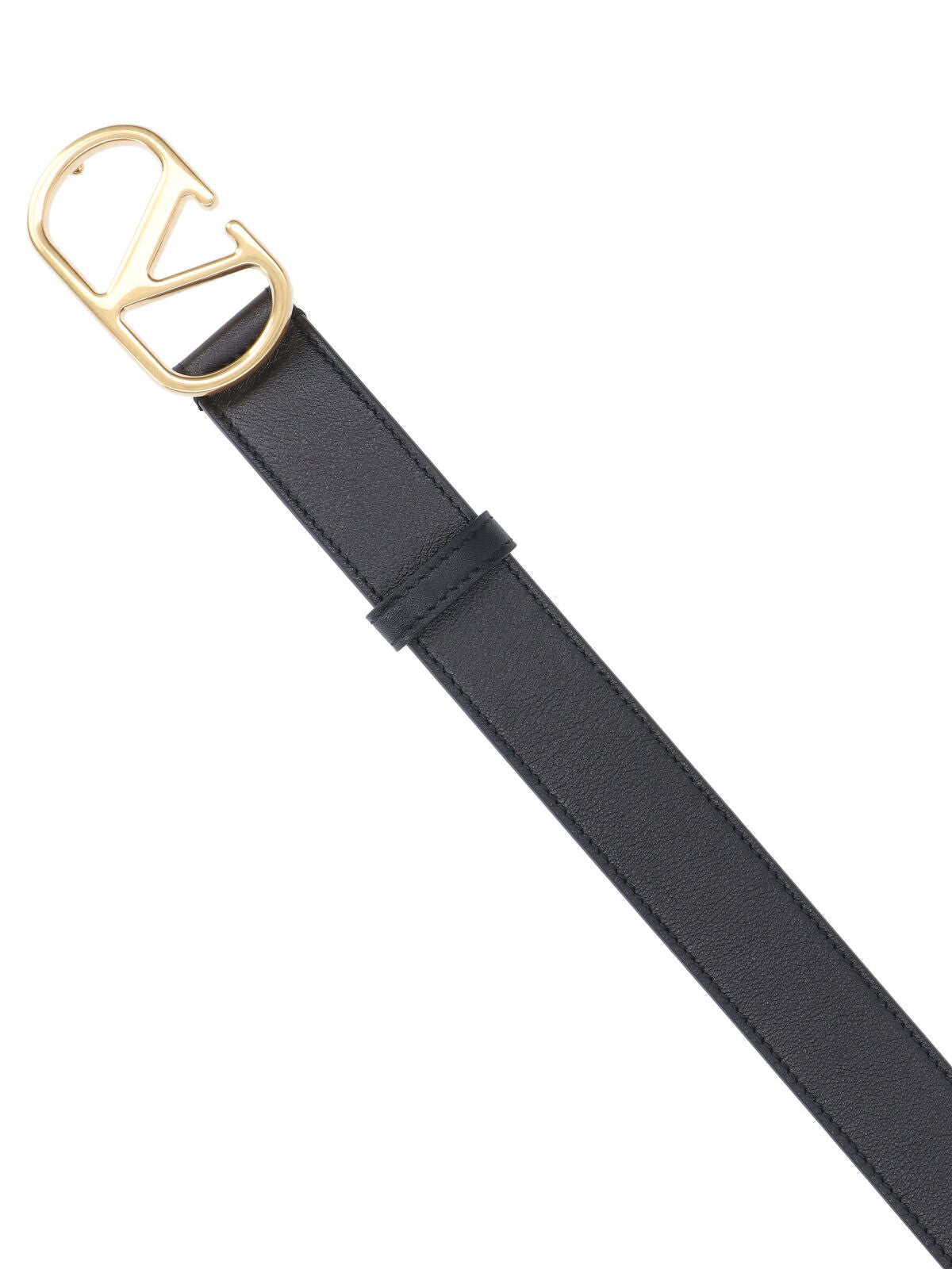 Black VLogo Signature Adjustable Leather Belt