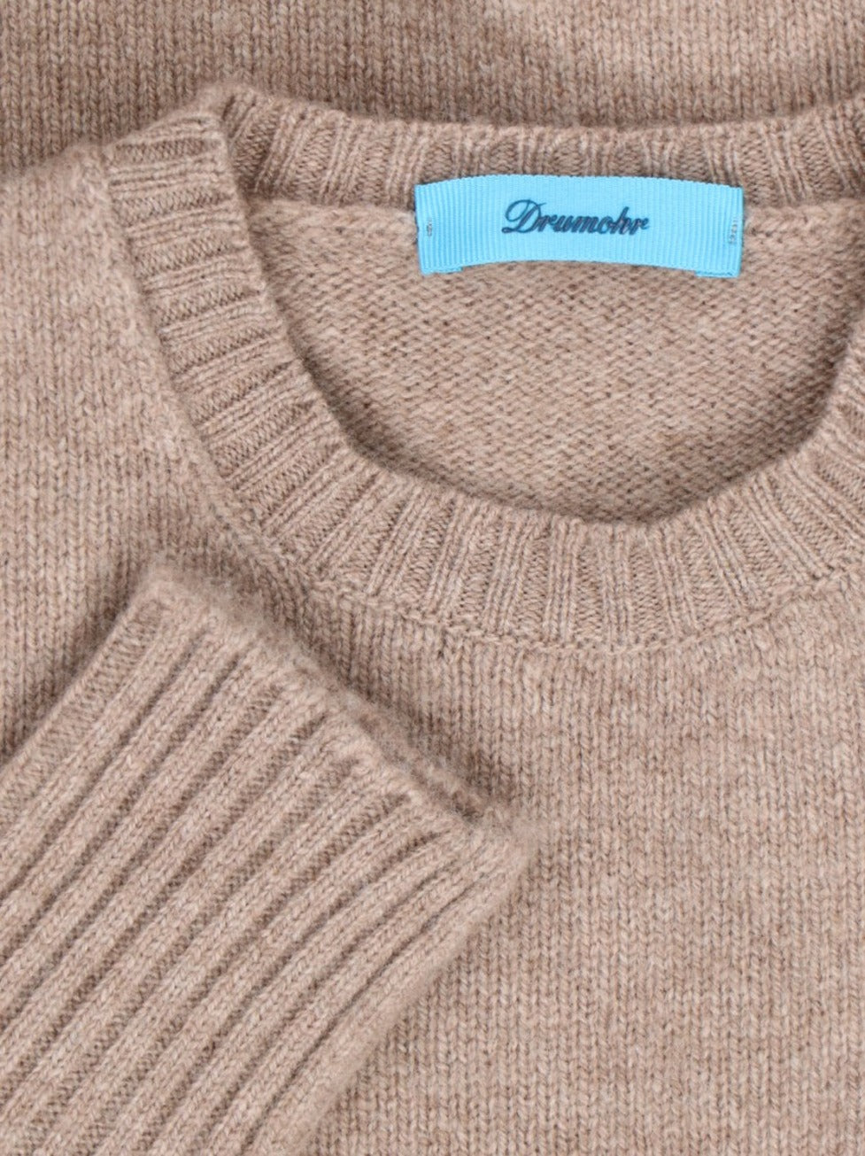 Crewneck Sweater In Beige Wool Ribbed Trim