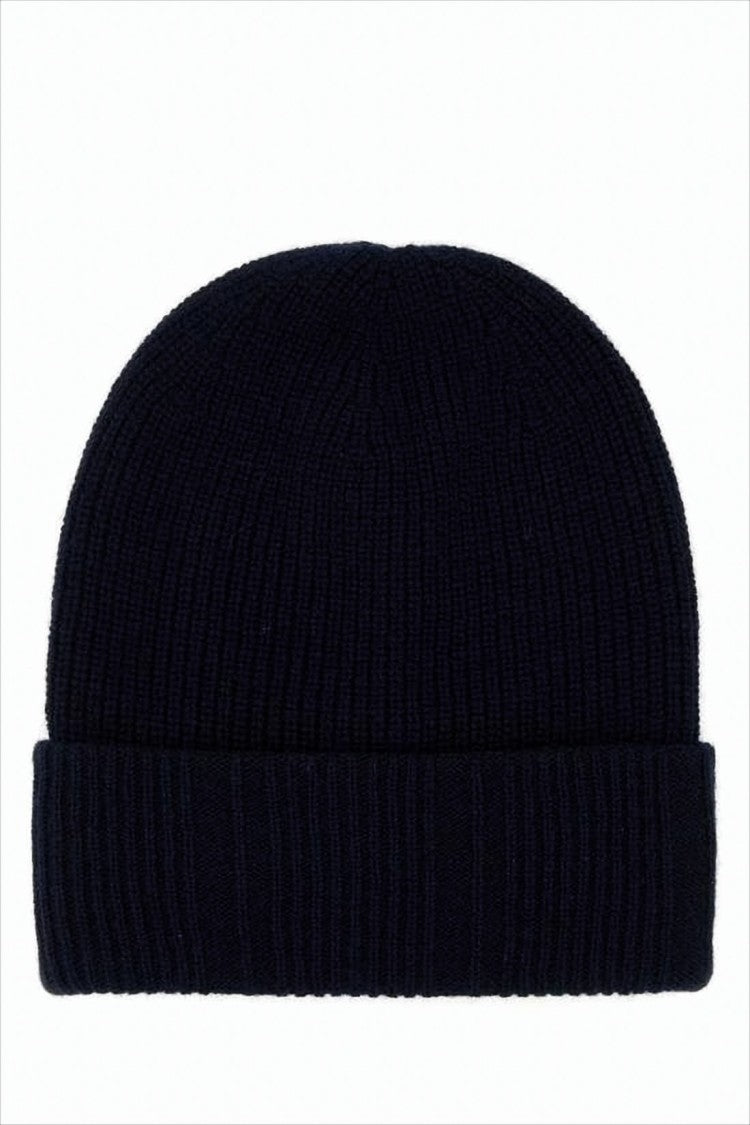 Ribbed Knit Beanie with Tonal Patch Detail