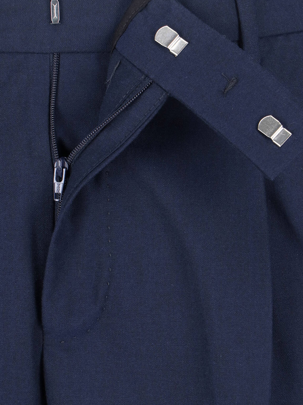 Blue Tailored Pleated Virgin Wool Trousers