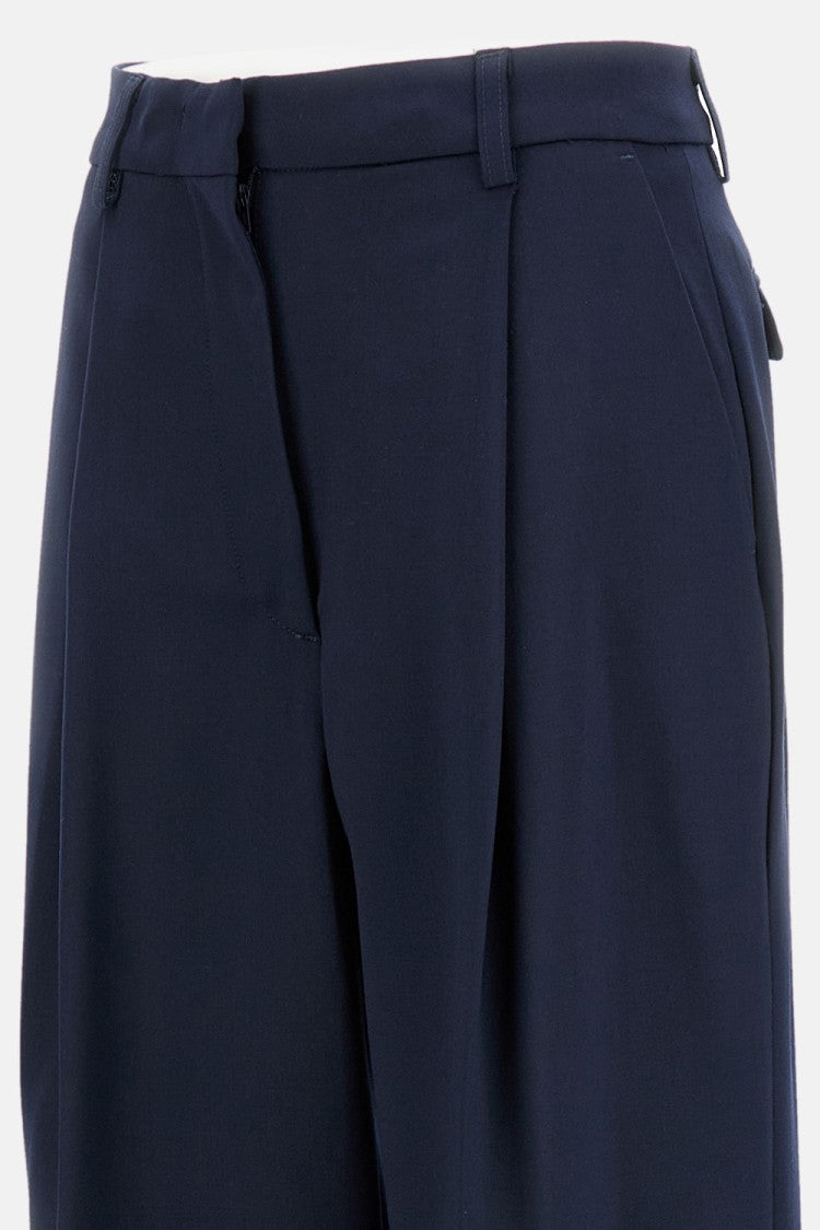 High-Waisted Blue Trousers With Tailored Fit