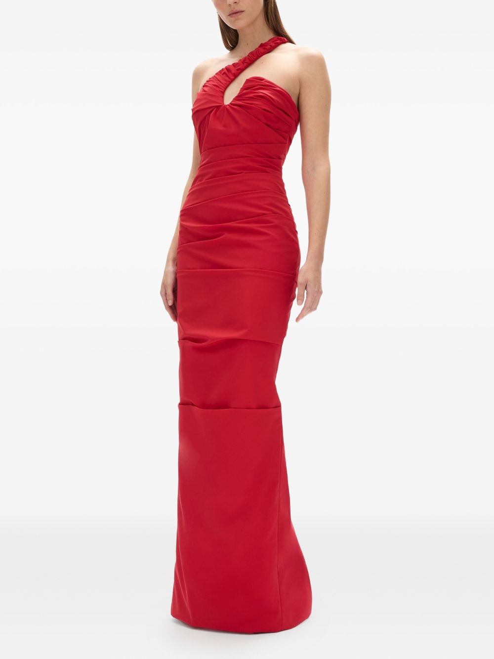 One-Shoulder Column Dress with Draped Detailing