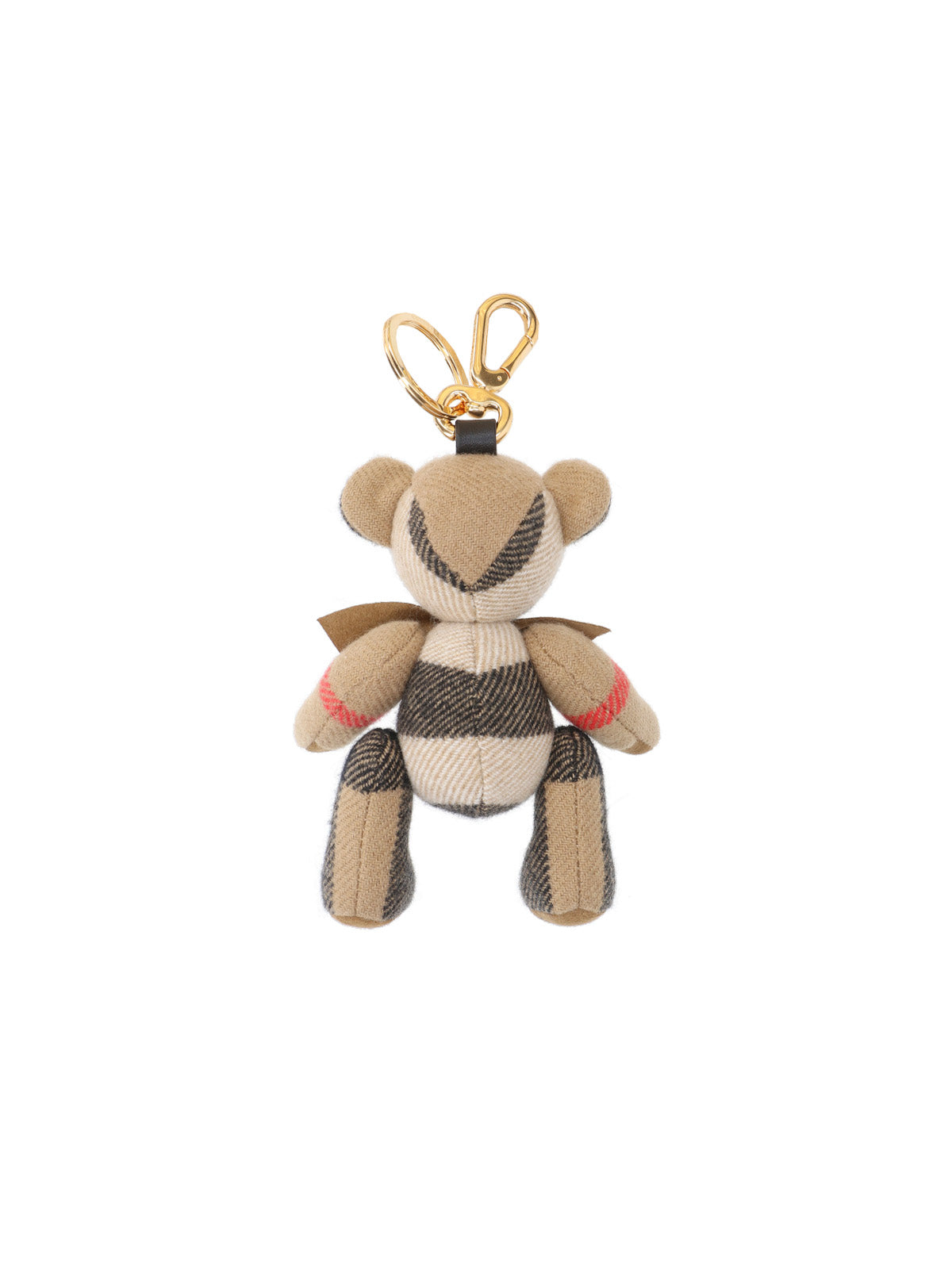 Beige Check Cashmere Teddy Bear Keychain