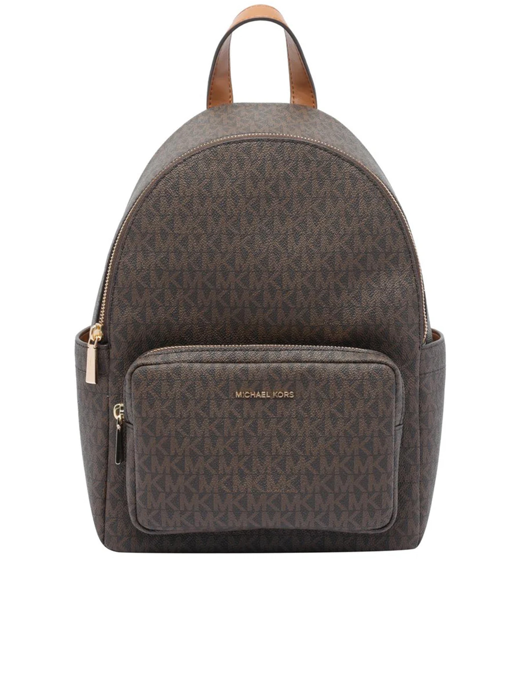Dark Brown Monogram Pattern Backpack