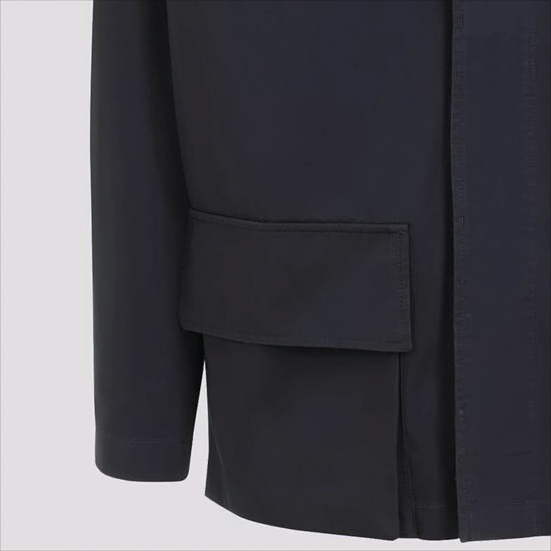 Structured Black Cotton Jacket with Classic Collar