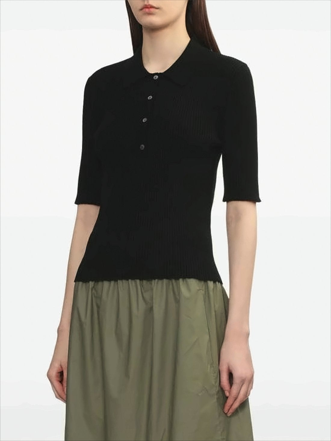 Fitted Ribbed Knit Sweater