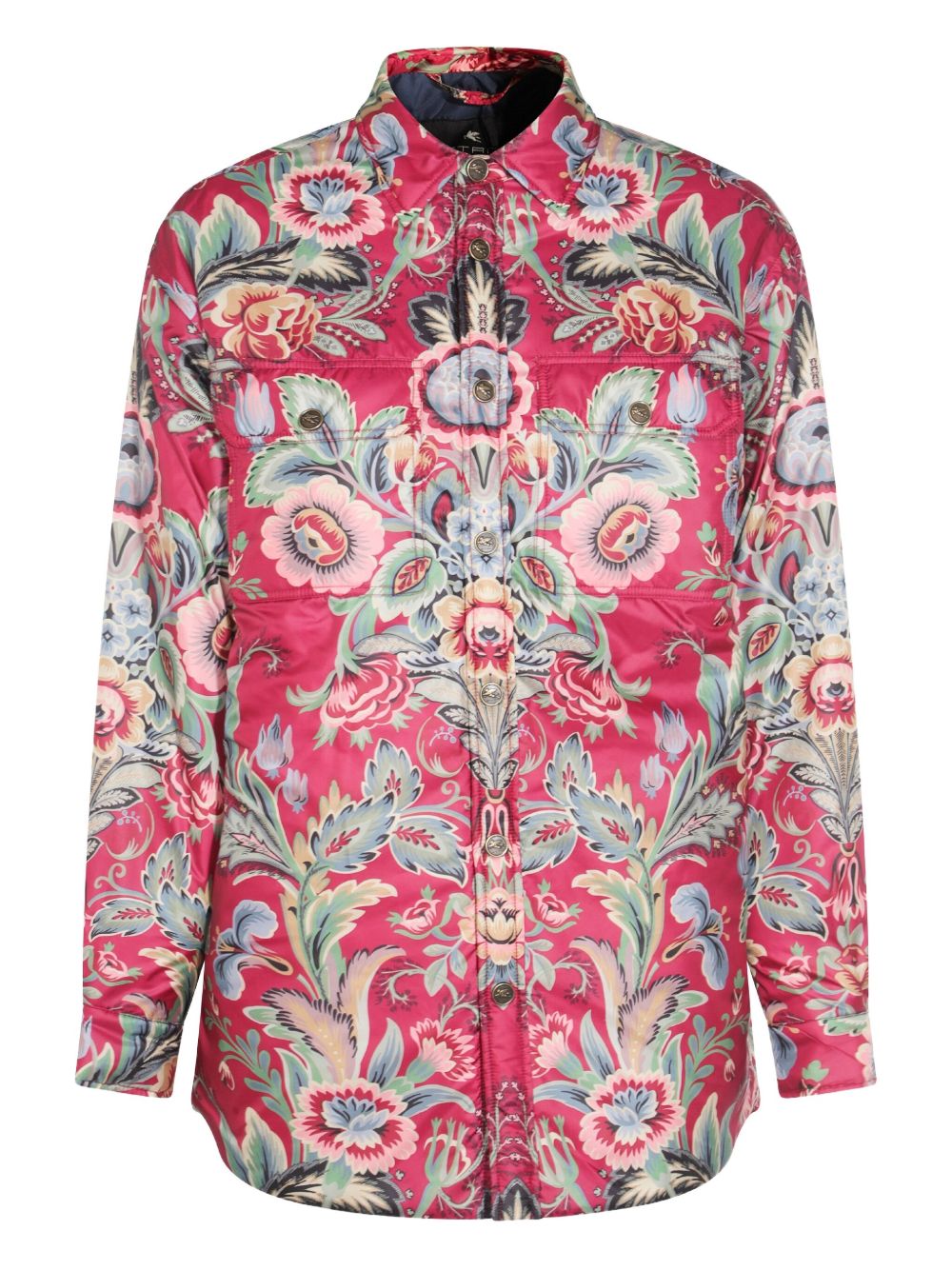 Multicolor Floral Etro Jacket With Classic Neck