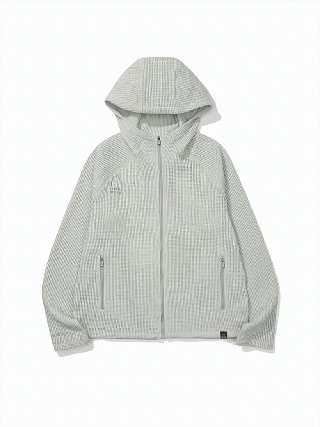 Lightweight Hooded Jacket with Ribbed Texture