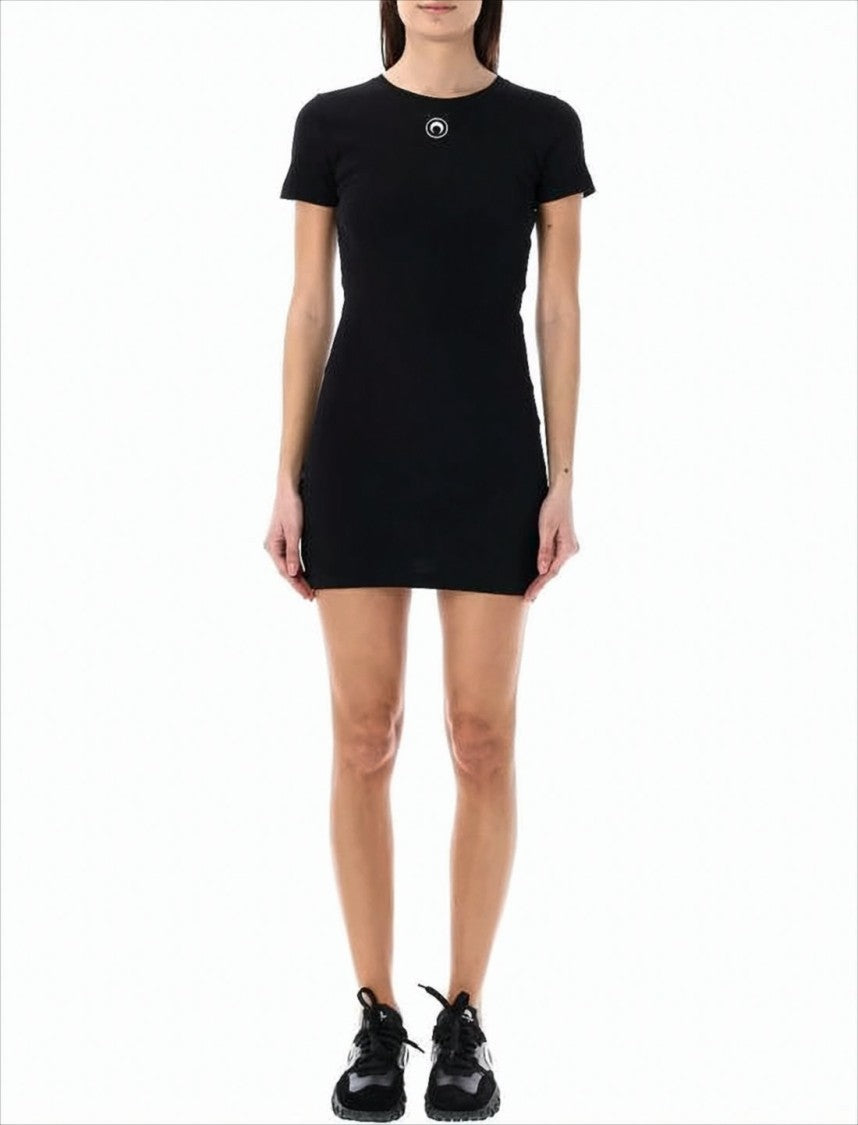 Fitted Mini Dress with Round Neckline