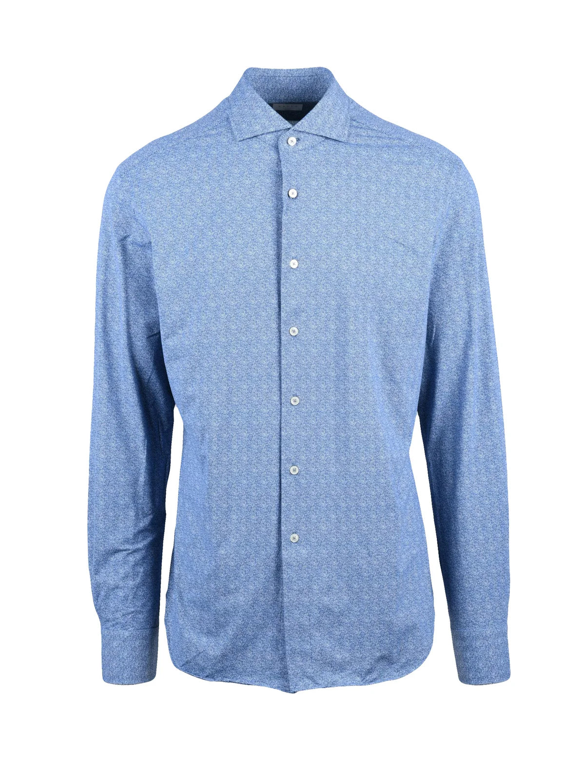 Blue Cotton Polyamide Elastane Men Stretch Shirt