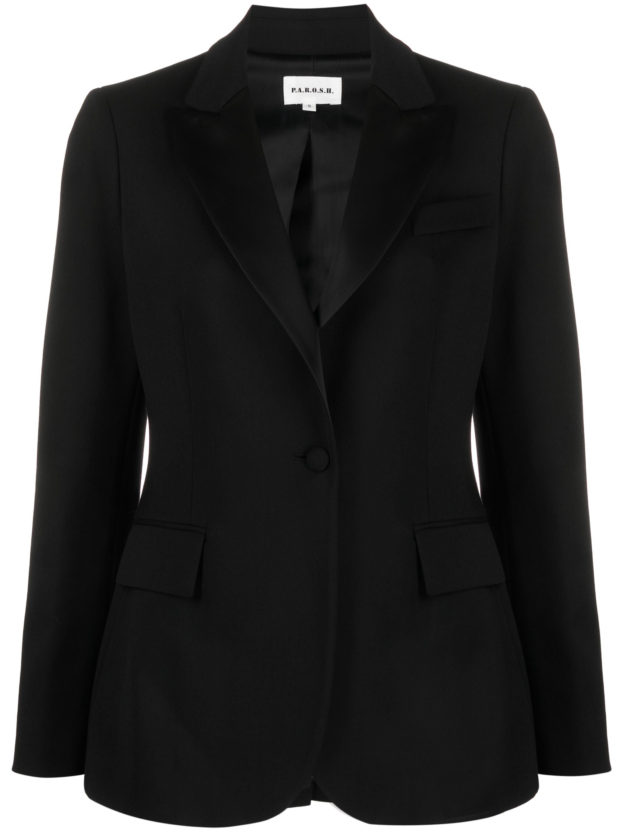 Black Tailored Textured Wool Blend Blazer