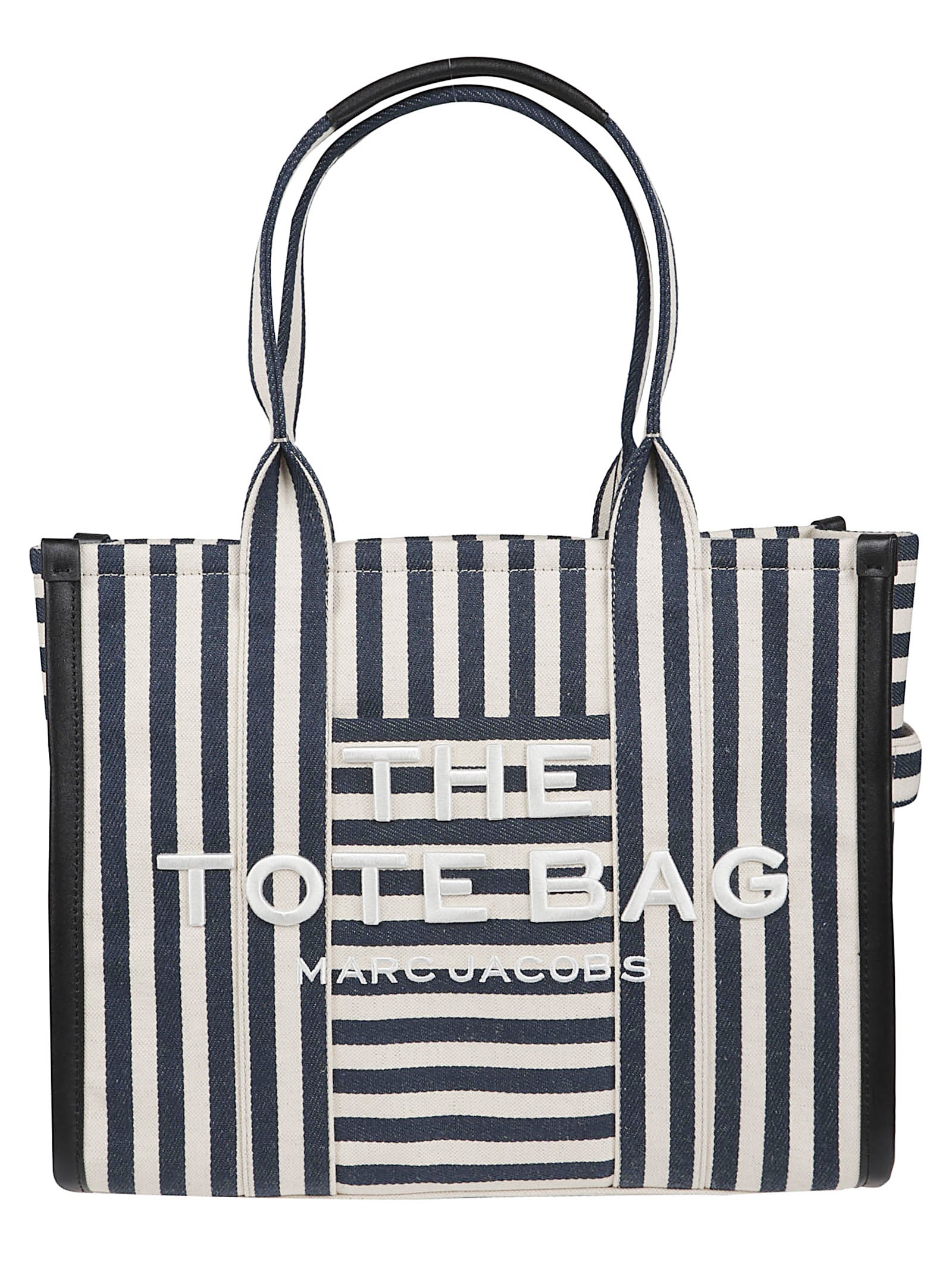 Navy and White Striped Canvas Tote Bag
