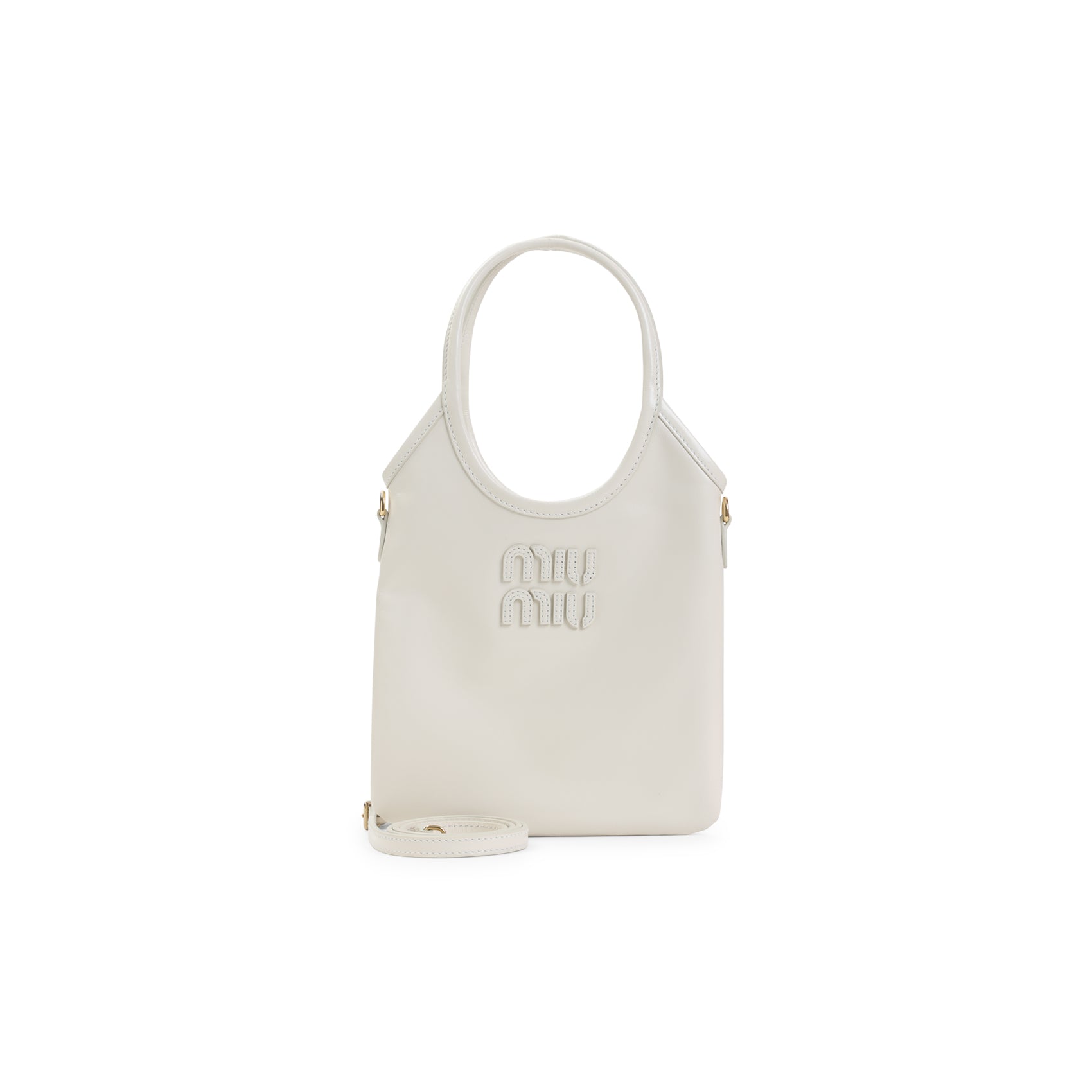 Compact White Calf Leather Shoulder Bag