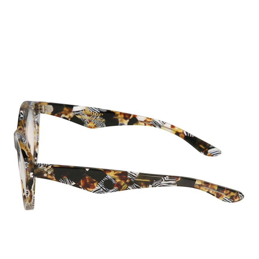 Thick Thick Rounded Eyeglasses with Tortoiseshell and Zebra Pattern