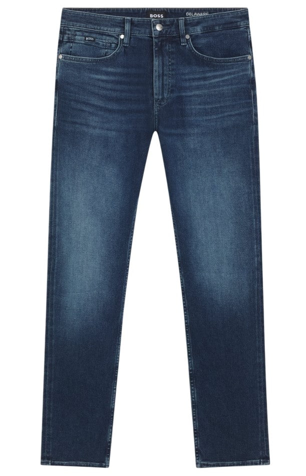 Slim-Leg Blue Jeans With Five-Pocket Design