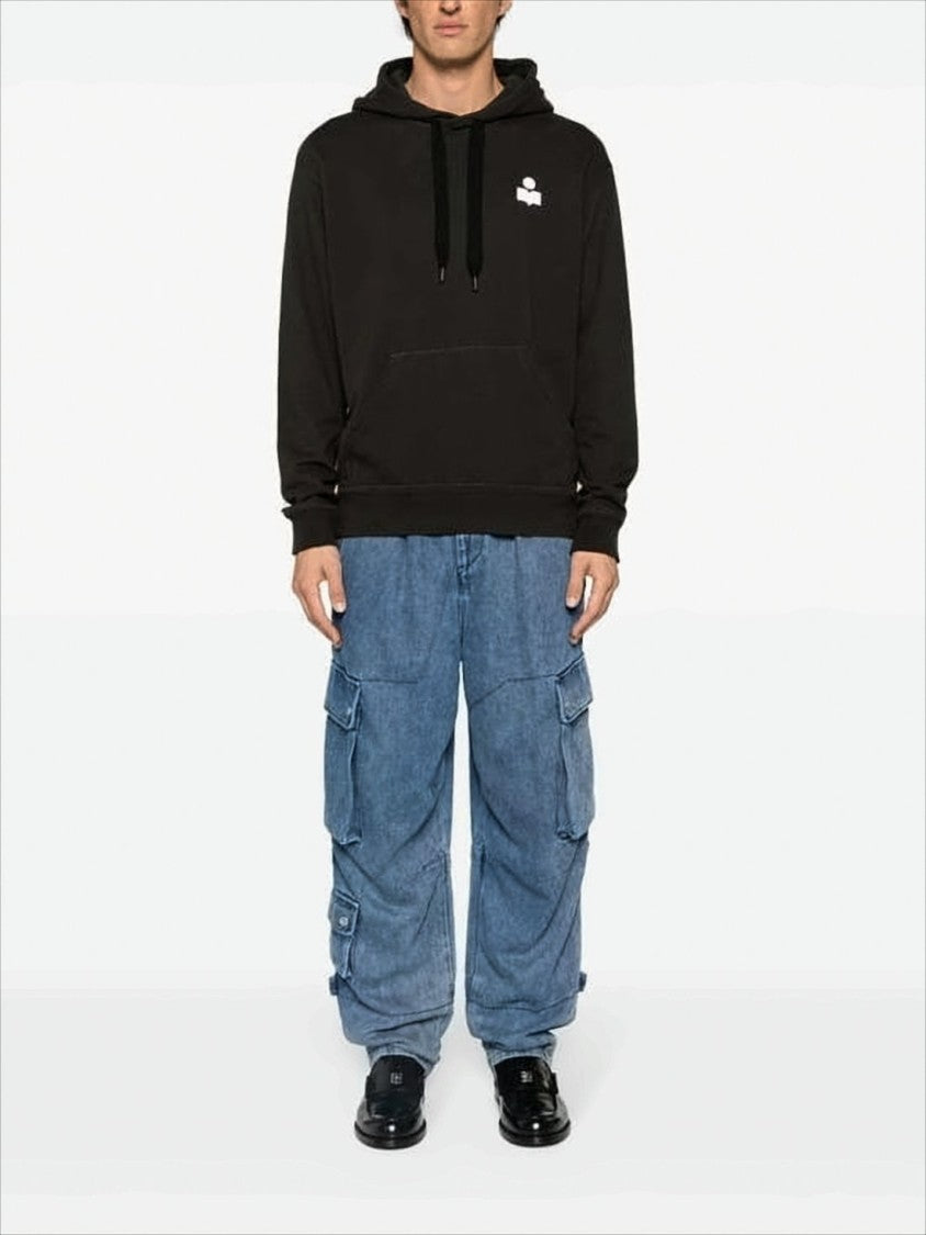 Relaxed Fit Black Hoodie with Adjustable Drawstring