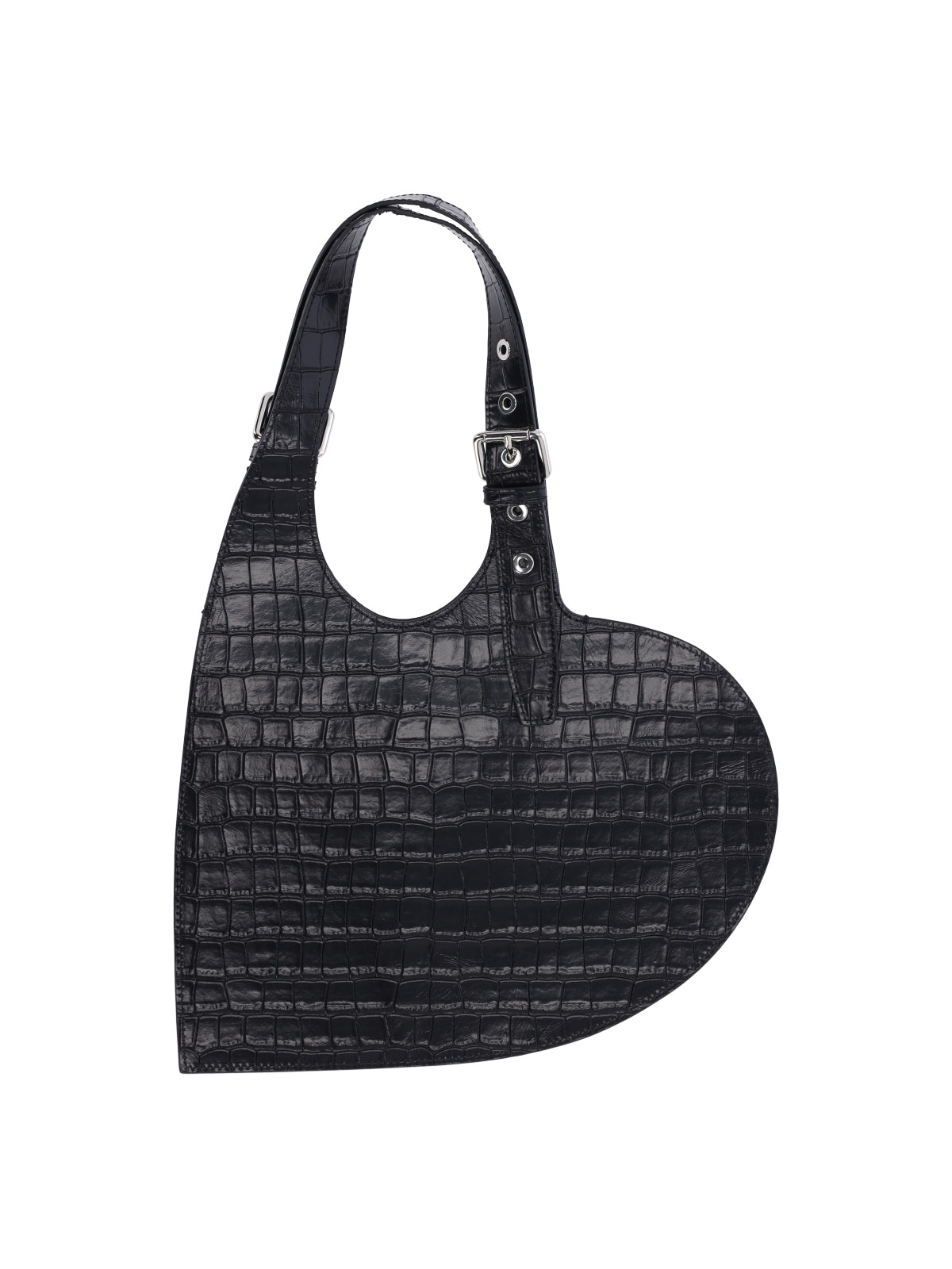 “Heart” Croc-Effect Bag – Black