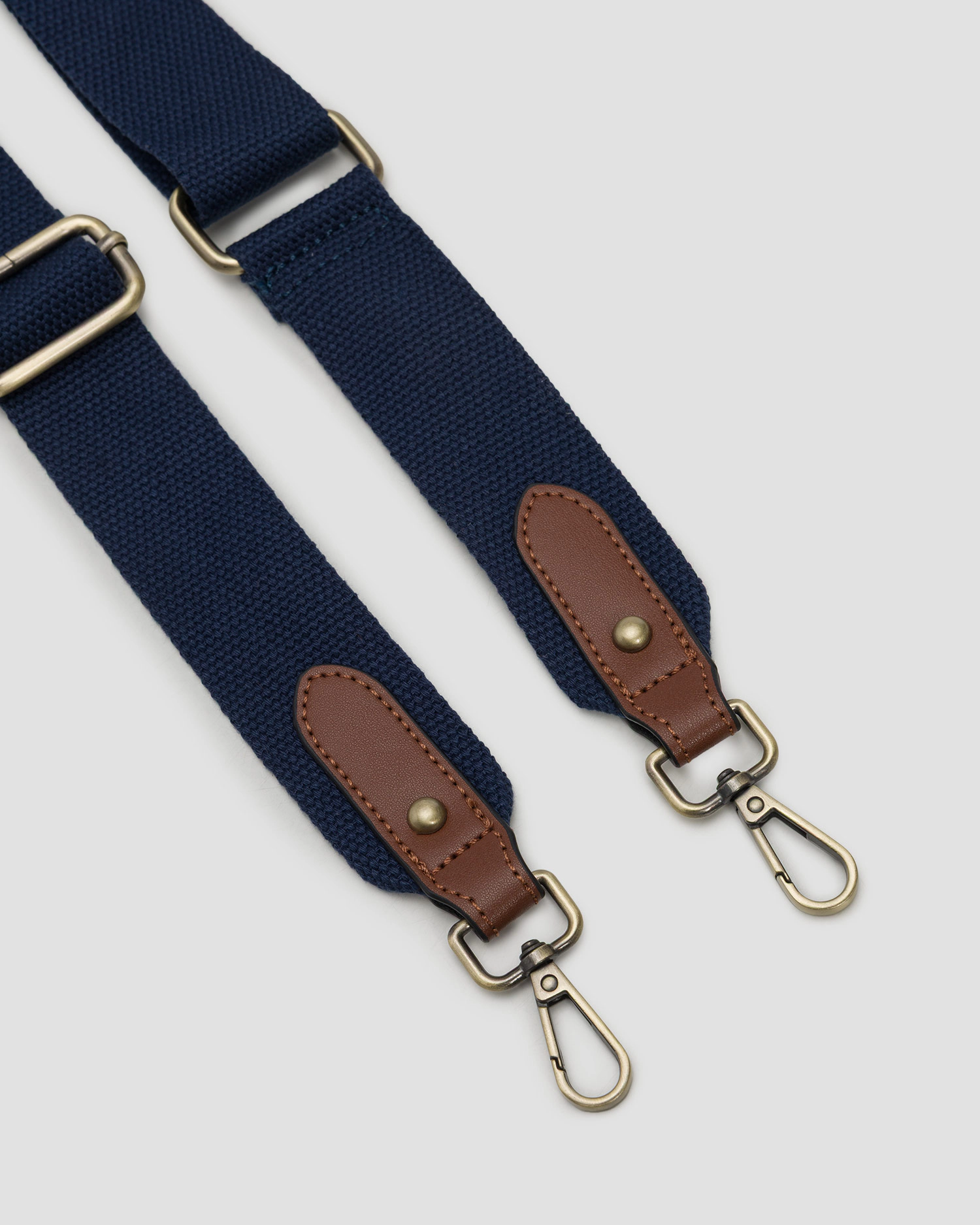 Navy Blue Duffle Bag with Brown Leather Accents