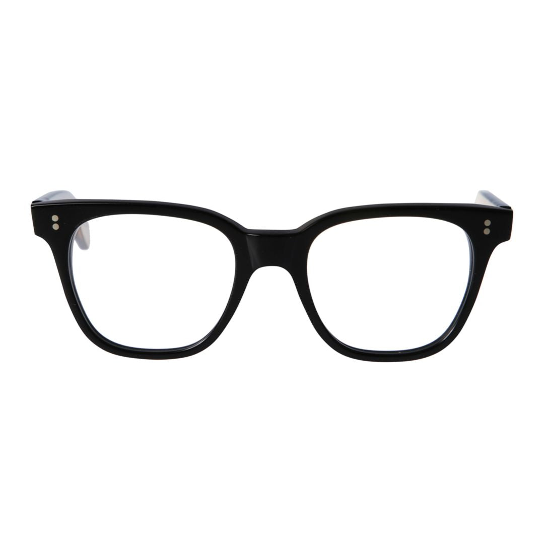 Kore Rounded Square Black Frame Eyeglasses with Metallic Accents
