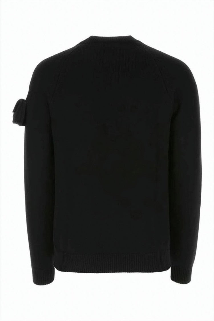 Classic Black Wool Sweater with Tassel Detail